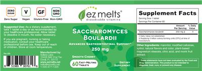 Photo of the EZ Melts Saccharomyces Boulardii 250 mg Smooth Cherry label