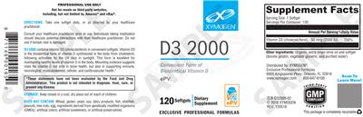 Photo of the XYMOGEN D3 2000 label