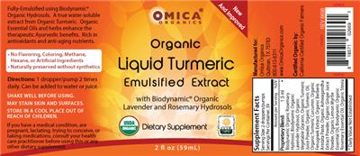 Photo of the Omica Organics Organic Liquid Turmeric Emulsified Extract label