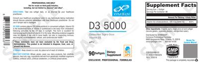 Photo of the XYMOGEN D3 5000 label