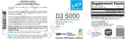 Photo of the XYMOGEN D3 5000 label