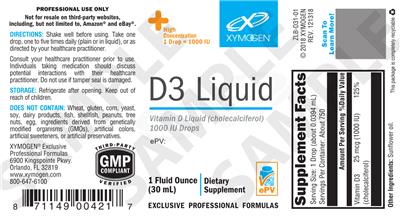 Photo of the XYMOGEN D3 Liquid label