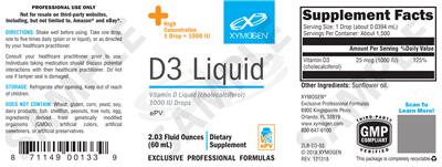 Photo of the XYMOGEN D3 Liquid label