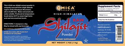 Photo of the Omica Organics High-Himalayan Raw Shilajit Powder label