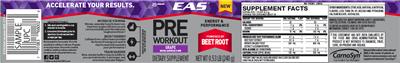 Photo of the Abbott EAS Pre Workout Grape label