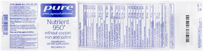 Nutrient 950 without Copper, Iron and Iodine