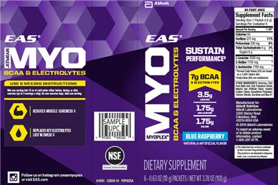 Photo of the Abbott EAS Myoplex Myo BCAA & Electrolytes Blue Raspberry label