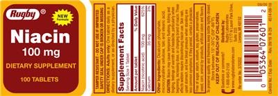 Photo of the Rugby Niacin 100 mg label
