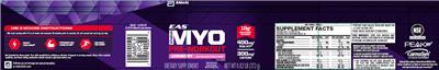 Photo of the Abbott EAS Myoplex Myo Pre-Workout Lemonberry label
