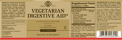 Product label for Vegetarian Digestive Aid