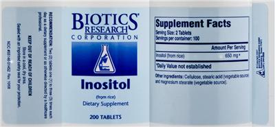 Photo of the Biotics Research Corporation Inositol label