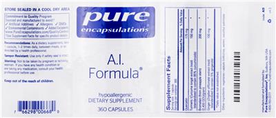 Photo of the Pure Encapsulations A.I. Formula label