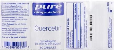 Photo of the Pure Encapsulations Quercetin label