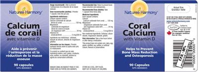 Photo of the Nature's Harmony Coral Calcium With Vitamin D label