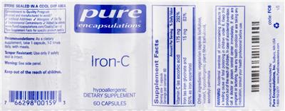 Photo of the Pure Encapsulations Iron-C label
