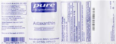 Photo of the Pure Encapsulations Astaxanthin label
