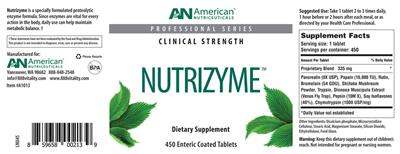 Photo of the AN American Nutriceuticals Nutrizyme label