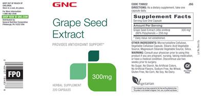 Photo of the GNC Grape Seed Extract 300 mg label