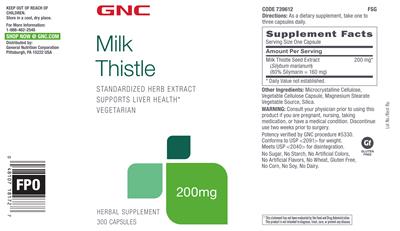 Photo of the GNC Milk Thistle 200 mg label