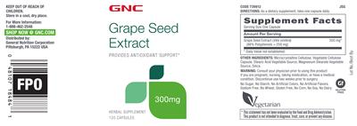 Photo of the GNC Grape Seed Extract 300 mg label