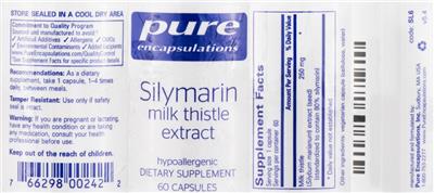Photo of the Pure Encapsulations Silymarin label