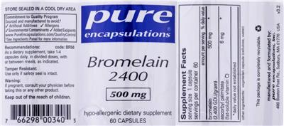 Photo of the Pure Encapsulations Bromelain 2400 500 mg label