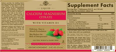 Liquid Calcium Magnesium Citrate with Vitamin D3 Natural Strawberry Flavor