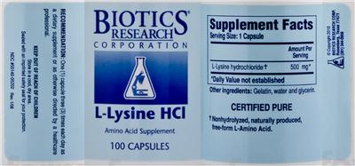 Product label for L-Lysine HCl