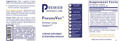 Photo of the Premier Research Labs PneumoVen label