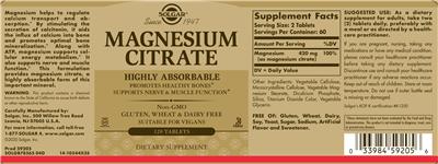 Magnesium Citrate のラベル画像（NIH DSLD）