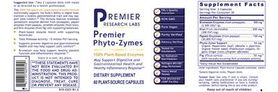 Photo of the Premier Research Labs Premier Phyto-Zymes label