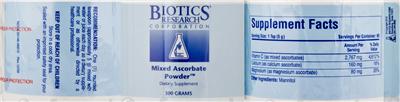 Photo of the Biotics Research Corporation Mixed Ascorbate Powder label