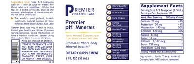 Photo of the Premier Research Labs Premier pH Minerals label