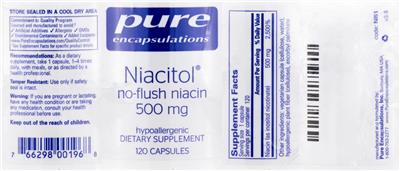 Photo of the Pure Encapsulations Niacitol 500 mg label