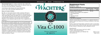 Photo of the Wachters' No. 28 Vitamin C-1000 label