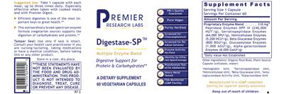 Photo of the Premier Research Labs Digestase-SP label
