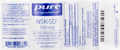 Photo of the Pure Encapsulations NSK-SD 100 mg label