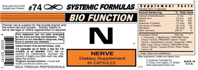 Photo of the Systemic Formulas Bio Function N Nerve label