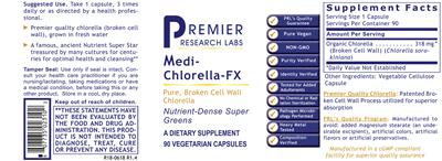 Photo of the Premier Research Labs Medi-Chlorella-FX label