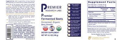 Photo of the Premier Research Labs Premier Fermented Beets label