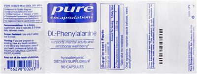 Photo of the Pure Encapsulations DL-Phenylalanine label