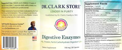 Photo of the Dr. Clark Store Digestive Enzymes 700 mg label