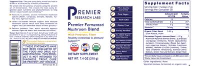 Photo of the Premier Research Labs Premier Fermented Mushroom Blend label