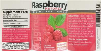Photo of the Natural Drugfree Solutions Raspberry Ketones 250 mg label