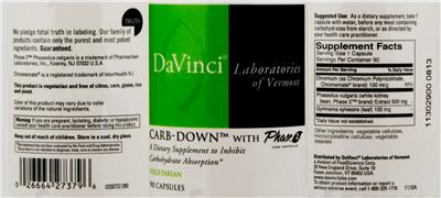 Photo of the DaVinci Laboratories Of Vermont Carb-Down With Phase 2 Carb Controller label