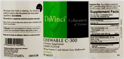 Photo of the DaVinci Laboratories Of Vermont Chewable C-300 Cherry Flavor label