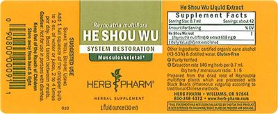 Photo of the Herb Pharm He Shou Wu label