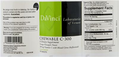 Photo of the DaVinci Laboratories Of Vermont Chewable C-300 Orange-Pineapple Flavor label