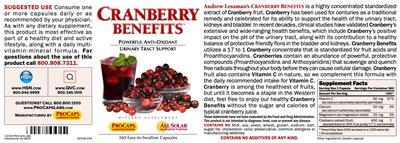 Photo of the ProCaps Laboratories Cranberry Benefits label