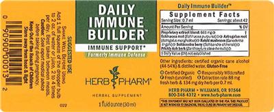 Photo of the Herb Pharm Daily Immune Builder label